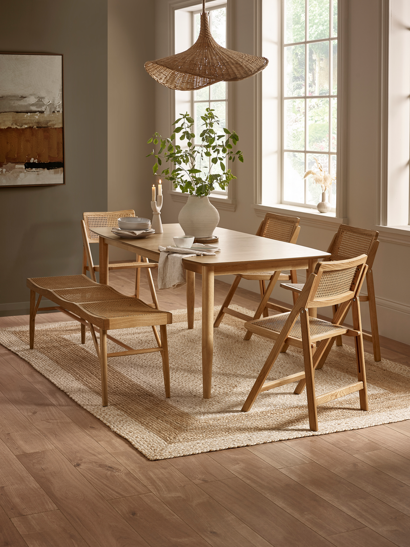 Elodie Natural Ash Rattan Dining Bench – alternate view