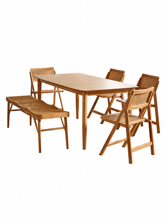 Elodie Natural Ash Folding Rattan Dining Chairs – Set of 2 – styled room view