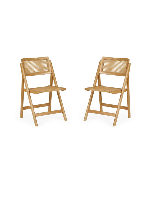 Elodie Natural Ash Folding Rattan Dining Chairs – Set of 2 – alternate view