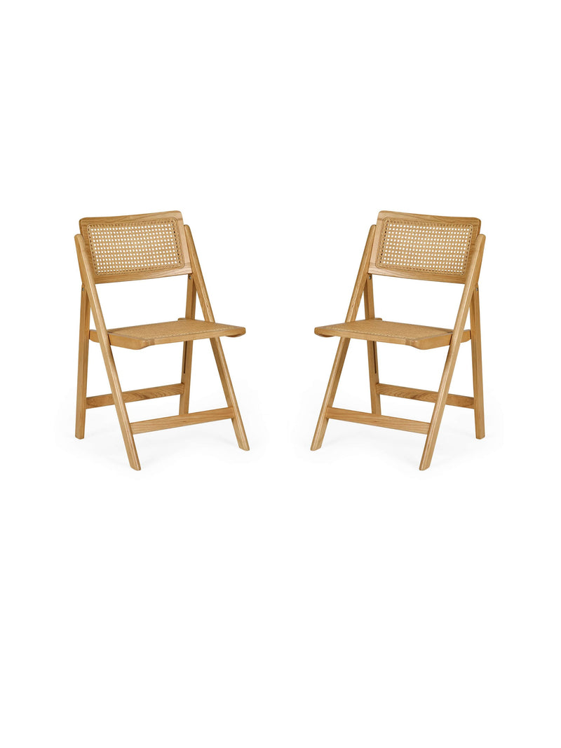 Elodie Natural Ash Folding Rattan Dining Chairs – Set of 2 – alternate view