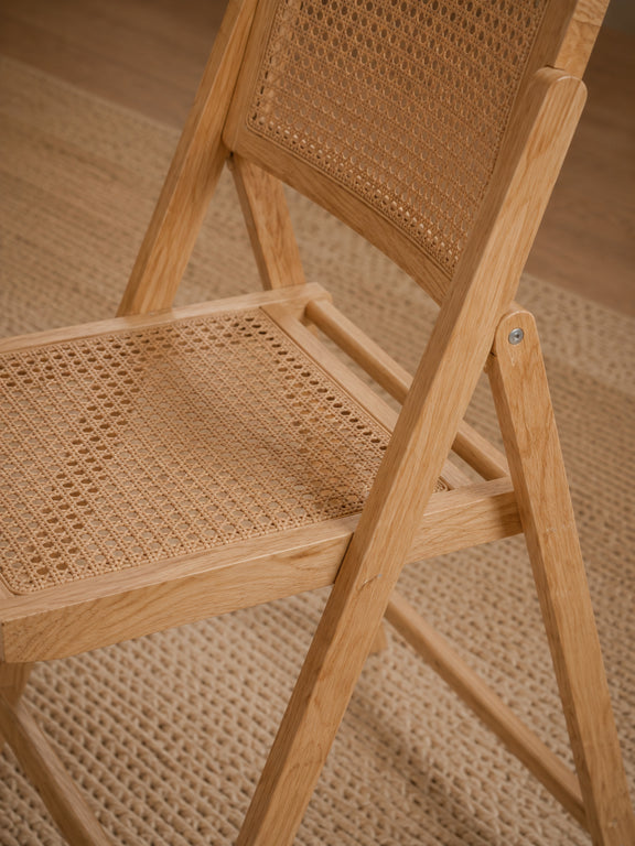 Elodie Natural Ash Folding Rattan Dining Chairs – Set of 2 – detail view