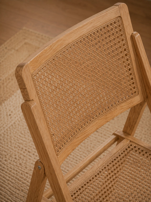 Elodie Natural Ash Folding Rattan Dining Chairs – Set of 2 – detail view