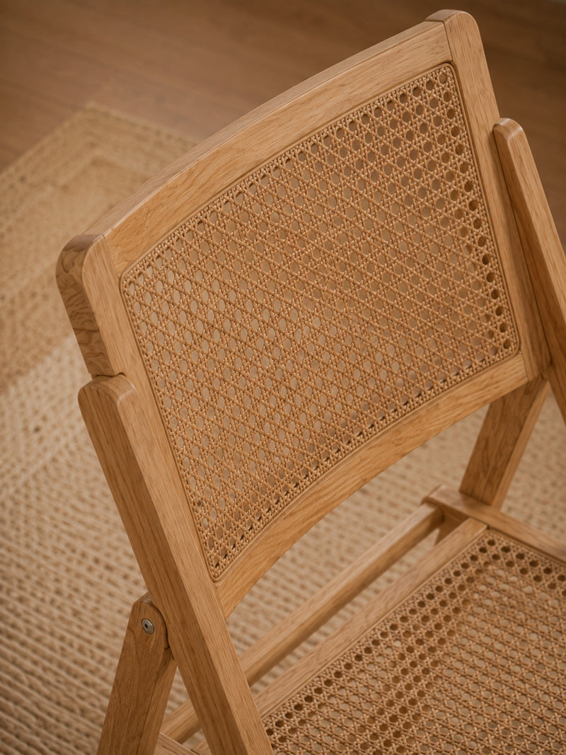 Elodie Natural Ash Folding Rattan Dining Chairs – Set of 2 – detail view