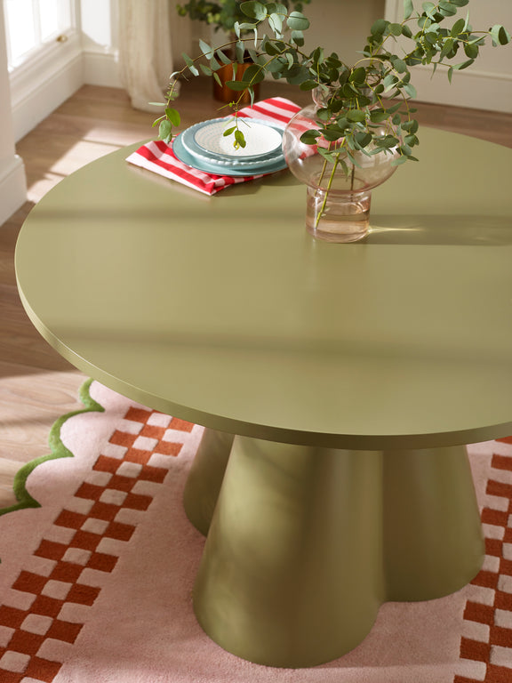 Fable 120cm Sage Green Round Dining Table – 4 Seater – detail view