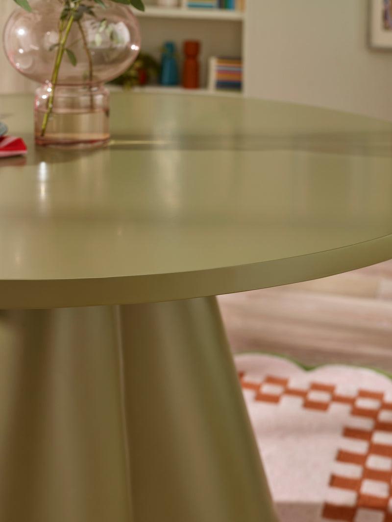 Fable 120cm Sage Green Round Dining Table – 4 Seater – detail view