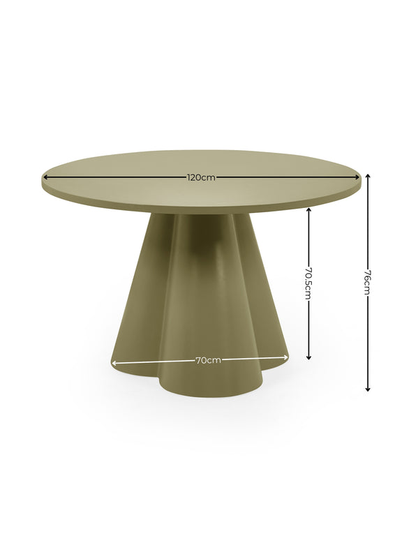 Fable 120cm Sage Green Round Dining Table – 4 Seater – dimensions diagram