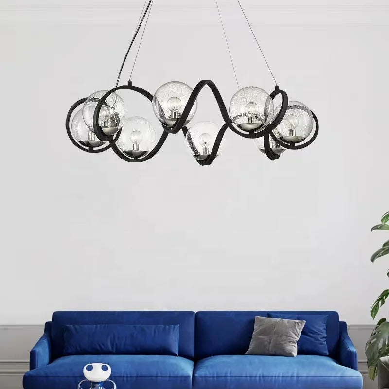 Luxury wave-design chandelier for dining space