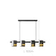Minimalist linear pendant light featuring six cylindrical glass globes.