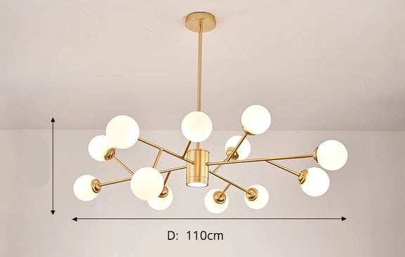 Modern multi arm gold chandelier frosted glass globes