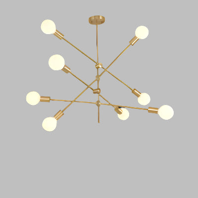 Nordic gold line chandelier modern living room
