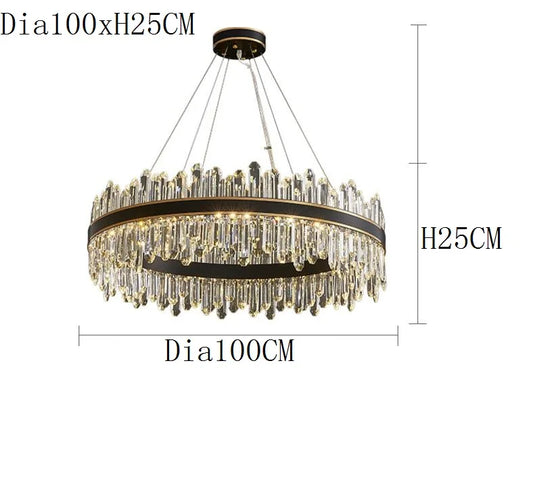 Luxury crystal ring chandelier hanging from ceiling
