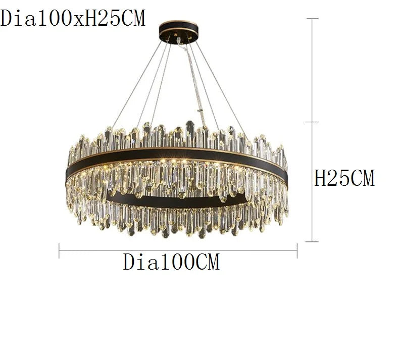 Luxury crystal ring chandelier hanging from ceiling
