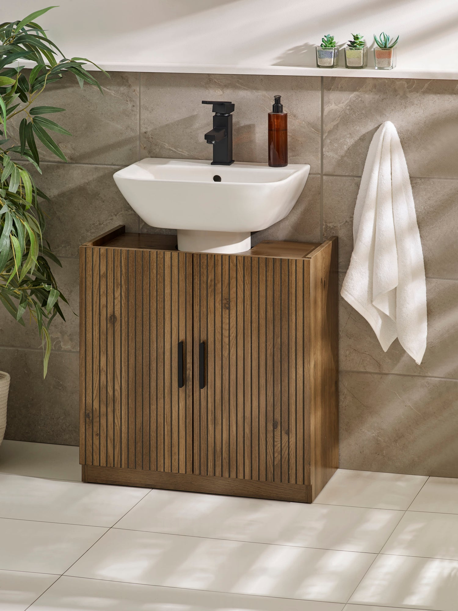 Hampshire Walnut Effect Under Sink Bathroom Storage Unit – main view