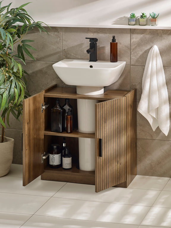 Hampshire Walnut Effect Under Sink Bathroom Storage Unit – alternate view