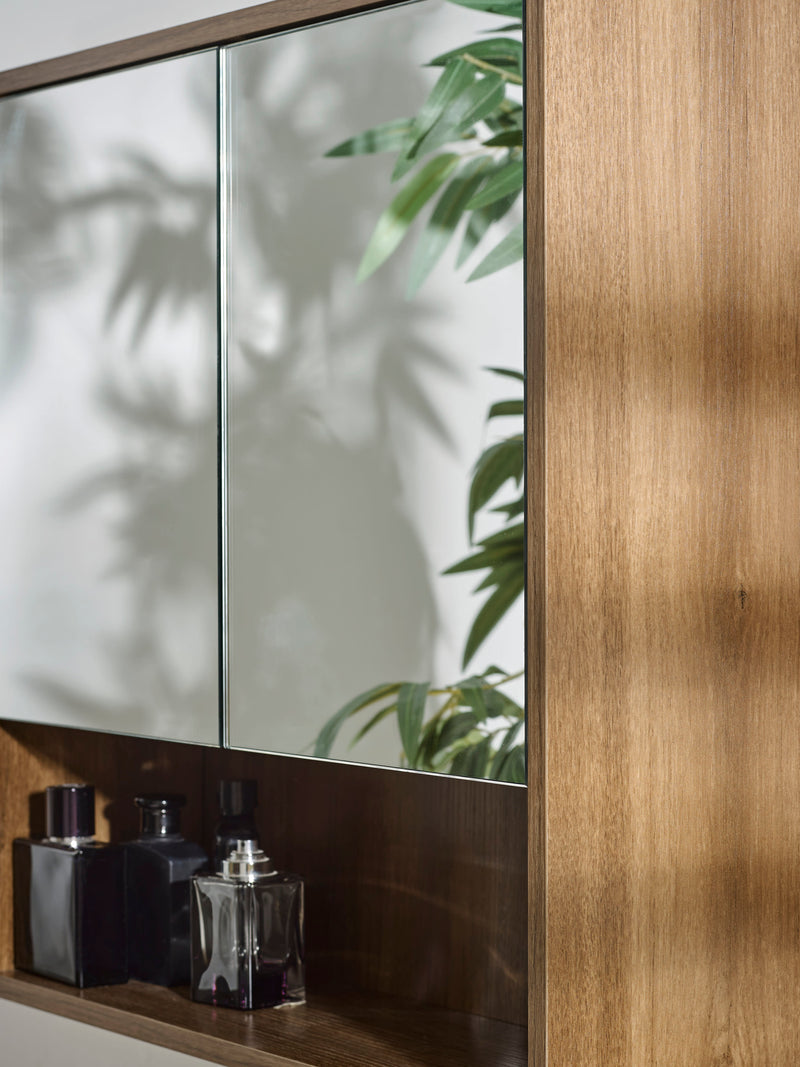 Hampshire Walnut Effect Mirrored Bathroom Wall Cabinet – alternate view