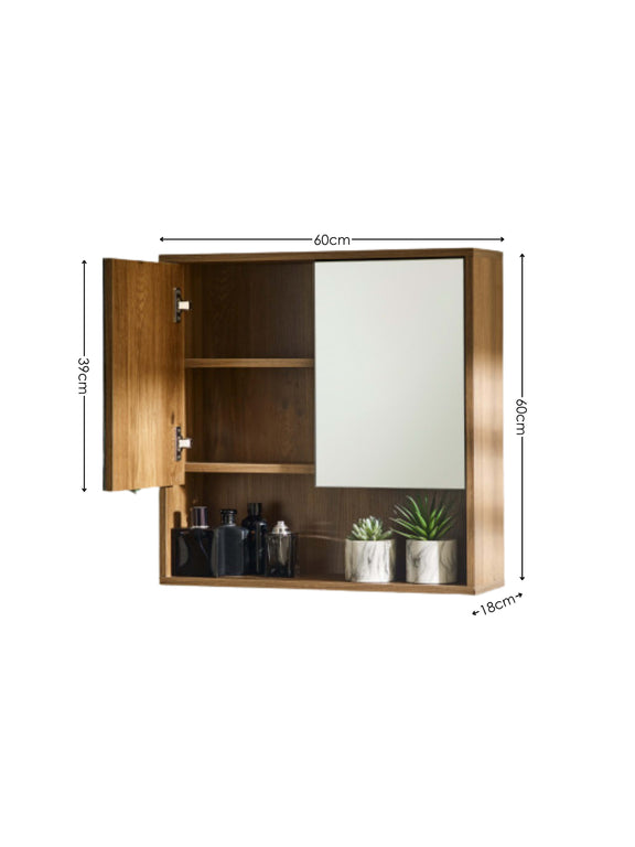 Hampshire Walnut Effect Mirrored Bathroom Wall Cabinet – alternate view