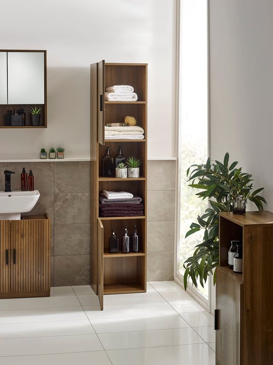 Hampshire Walnut Effect Tall Bathroom Storage Cabinet – alternate view