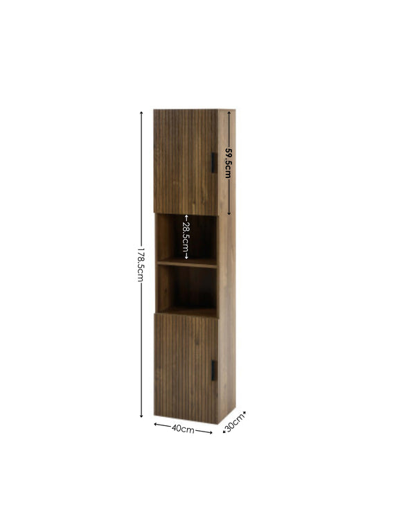 Hampshire Walnut Effect Tall Bathroom Storage Cabinet – alternate view