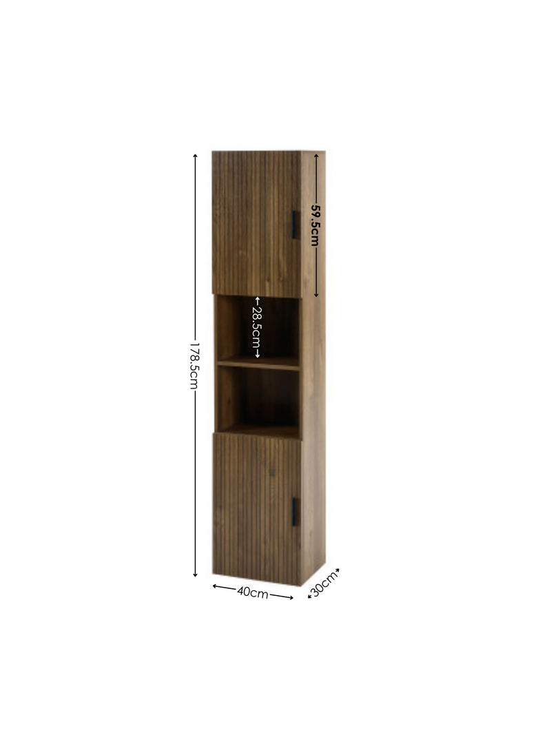 Hampshire Walnut Effect Tall Bathroom Storage Cabinet – alternate view