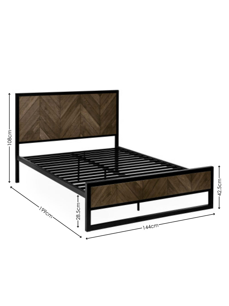 Harrison Dark Oak Herringbone Effect Bed – Double/King – Double – alternate view