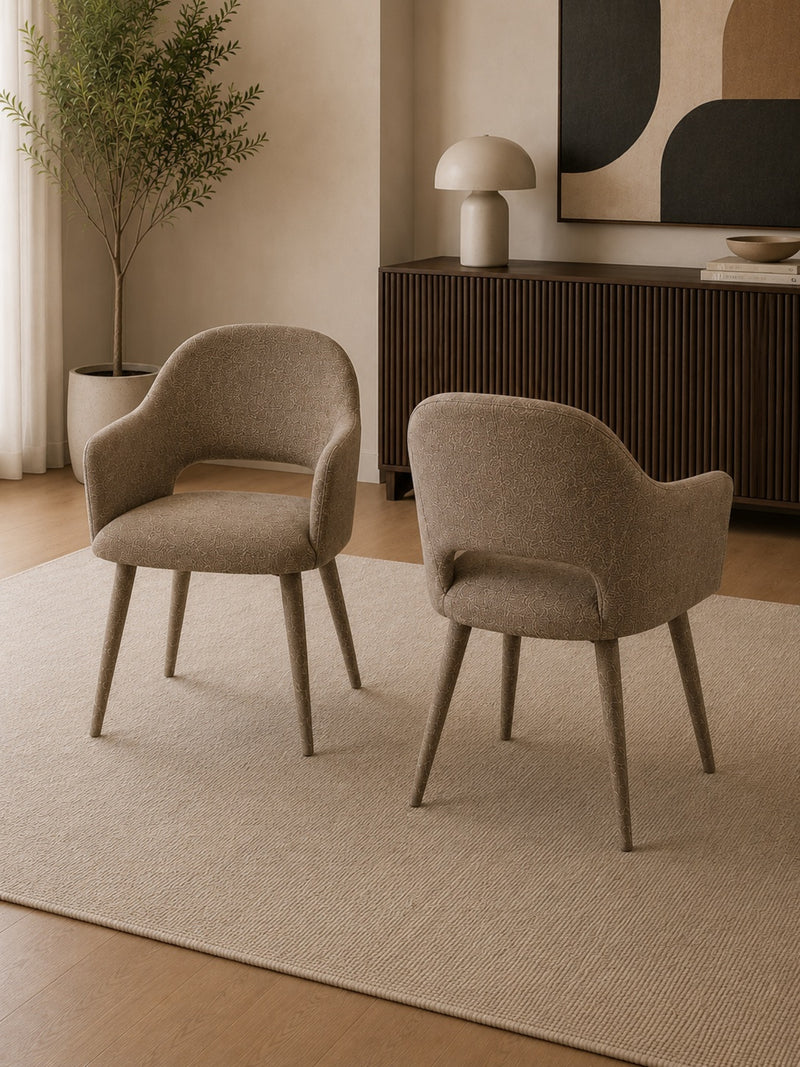 Hazel Taupe Textured Dining Chairs – Set of 2 – front view