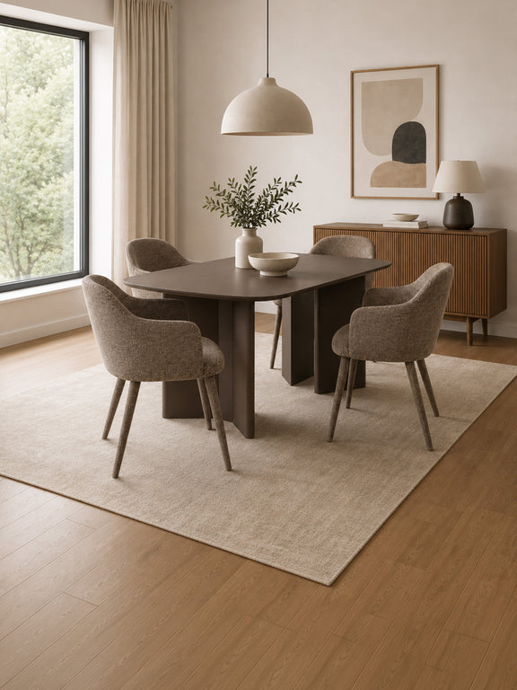 Hazel Taupe Textured Dining Chairs – Set of 2 – styled room view