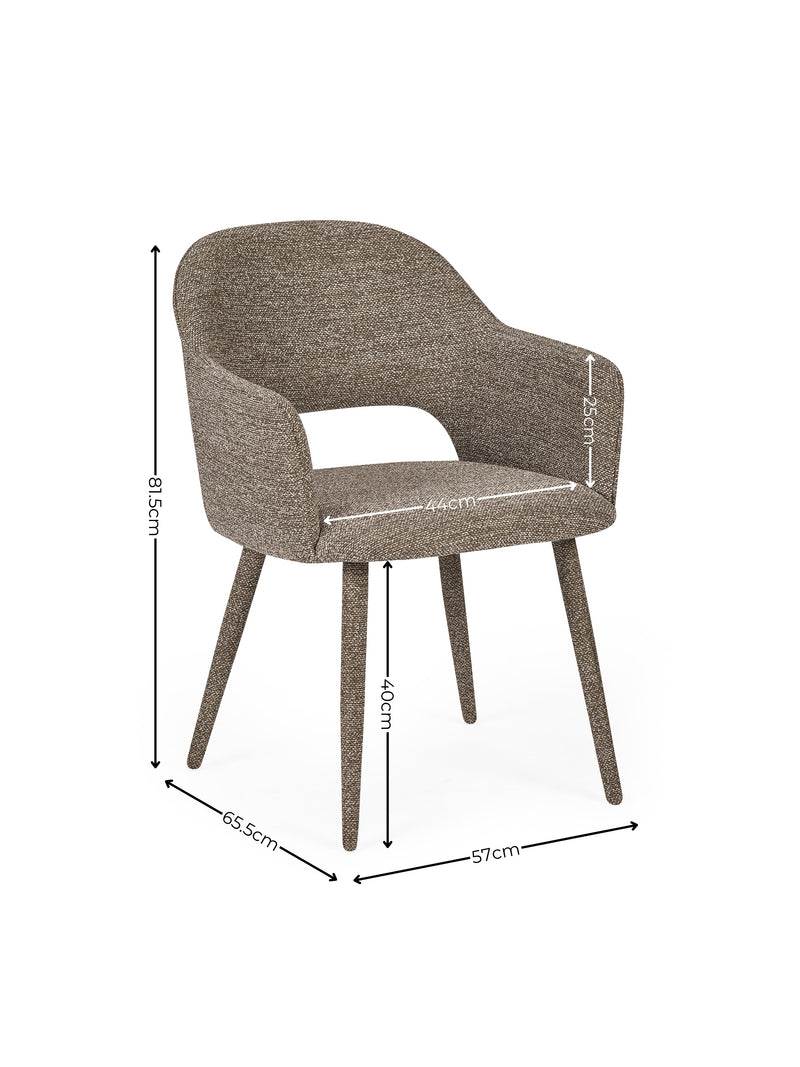 Hazel Taupe Textured Dining Chairs – Set of 2 – dimensions diagram