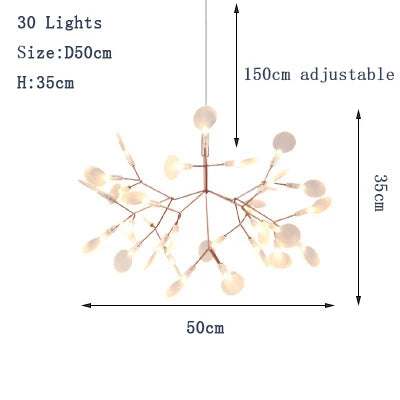 firefly globe branch chandelier detail