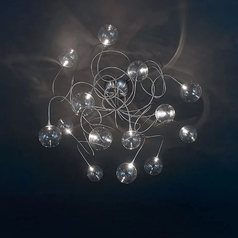 Modern bubble pendant light with black metal frame