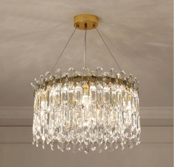 Elegant round crystal chandelier for living room interiors