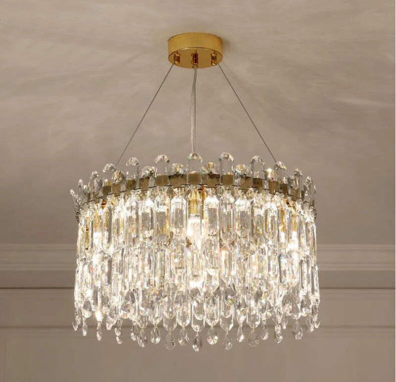 Elegant round crystal chandelier for living room interiors