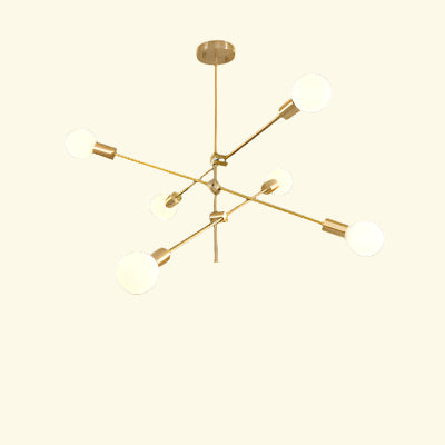 Minimalist gold multi arm chandelier dining room
