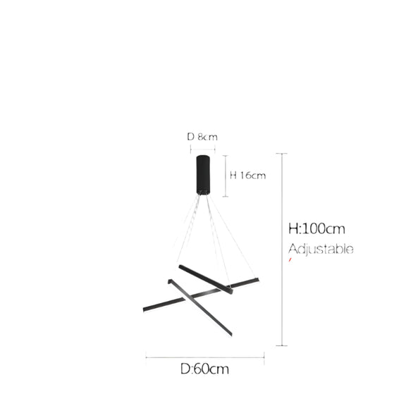Contemporary designer rod chandelier in black finish