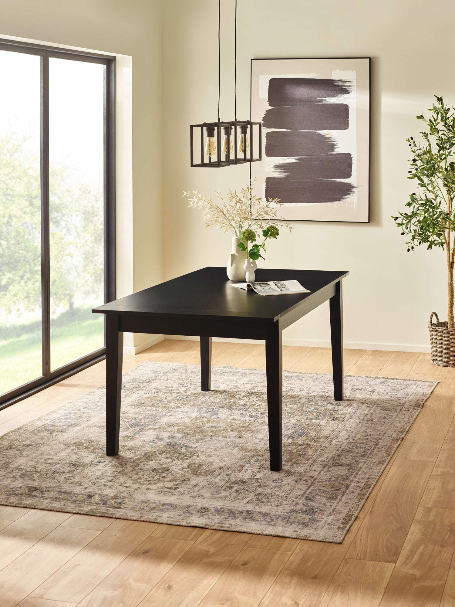 Knoxley Black Oak Rectangular 173–251cm Extending Dining Table – main view