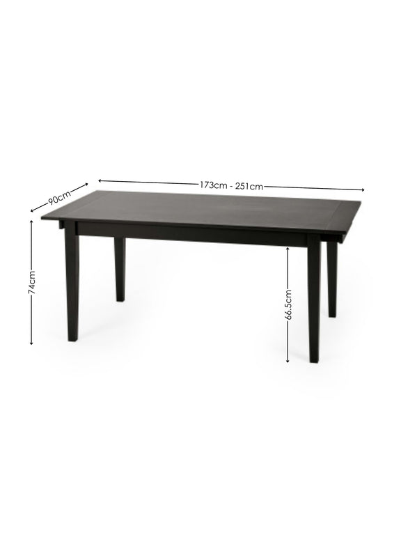 Knoxley Black Oak Rectangular 173–251cm Extending Dining Table – alternate view