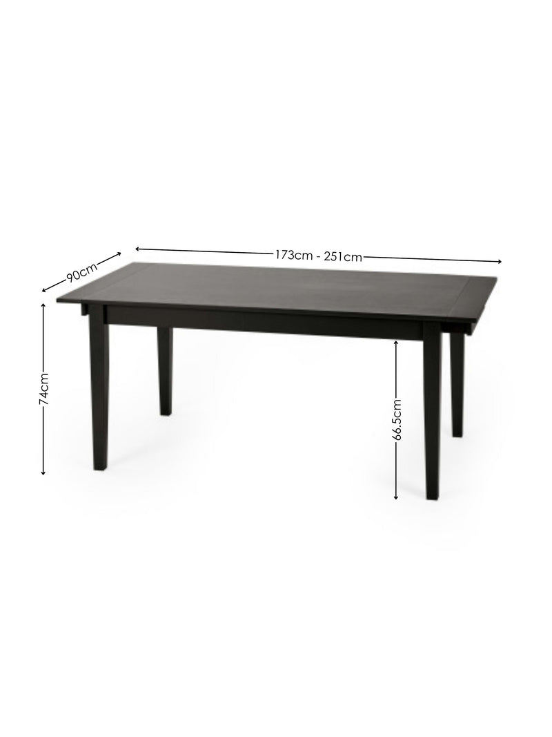 Knoxley Black Oak Rectangular 173–251cm Extending Dining Table – alternate view