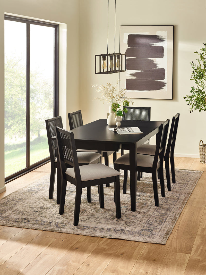 Knoxley Set of 2 Black Oak Rattan Back Dining Chairs – alternate view