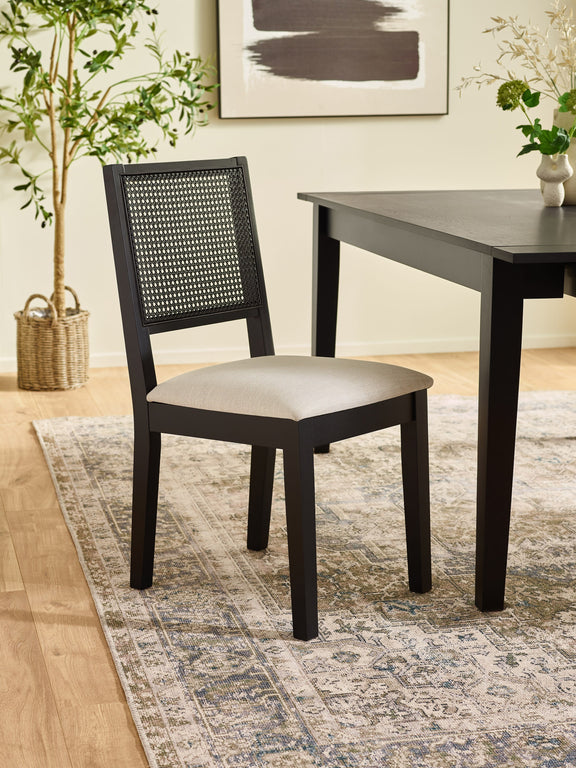 Knoxley Set of 2 Black Oak Rattan Back Dining Chairs – main view