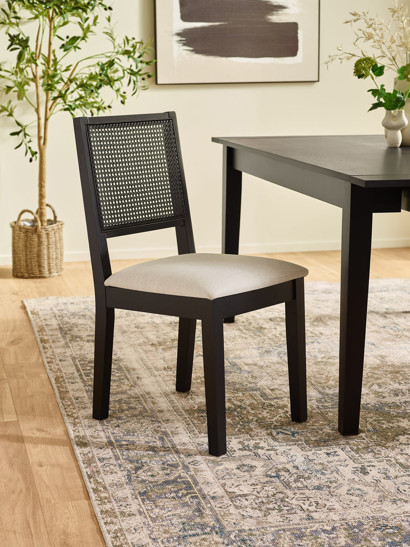 Knoxley Set of 2 Black Oak Rattan Back Dining Chairs – main view