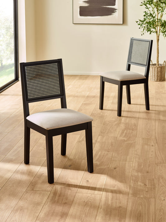 Knoxley Set of 2 Black Oak Rattan Back Dining Chairs – alternate view