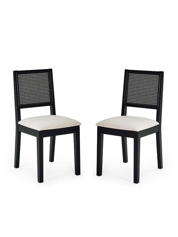 Knoxley Set of 2 Black Oak Rattan Back Dining Chairs – alternate view