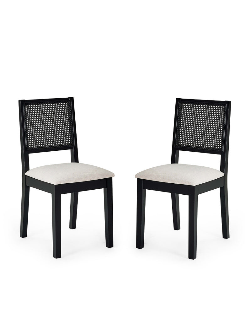 Knoxley Set of 2 Black Oak Rattan Back Dining Chairs – alternate view