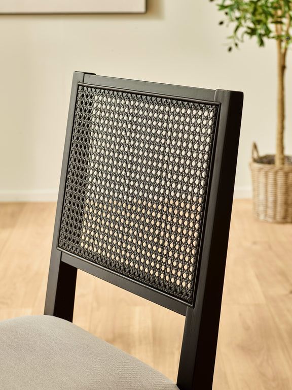 Knoxley Set of 2 Black Oak Rattan Back Dining Chairs – alternate view
