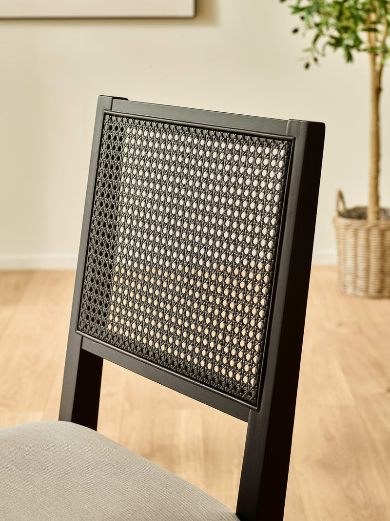 Knoxley Set of 2 Black Oak Rattan Back Dining Chairs – alternate view