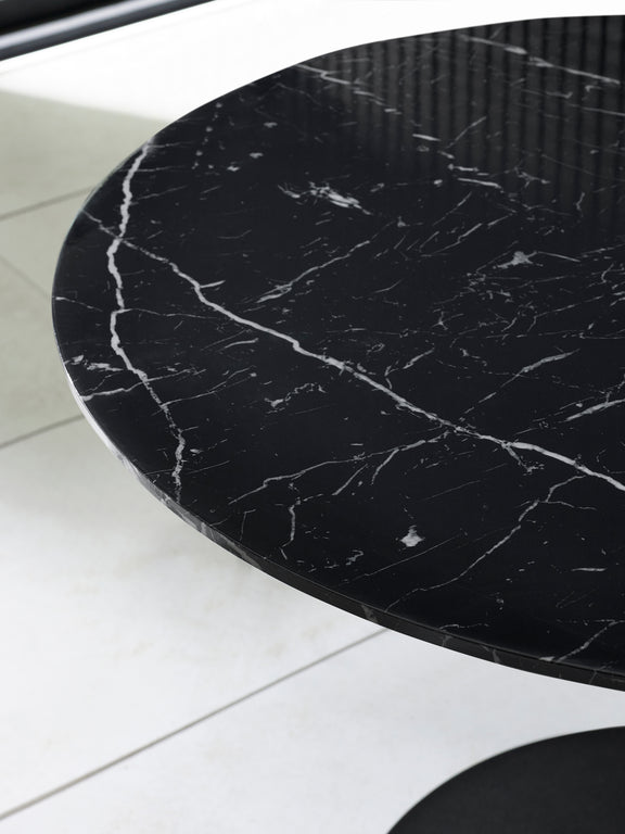 Luca Round Pedestal 4 Seater Dining Table – Black Marble Effect – alternate view