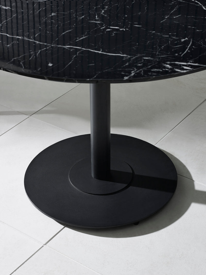 Luca Round Pedestal 4 Seater Dining Table – Black Marble Effect – alternate view