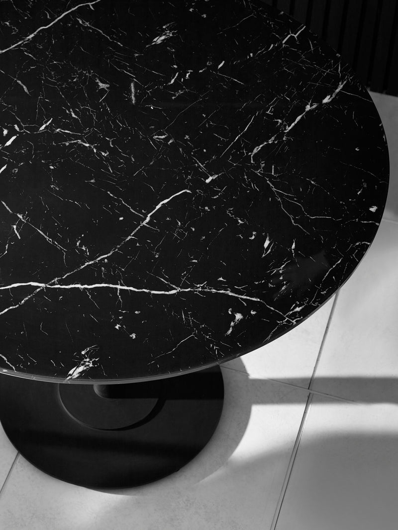 Luca Round Pedestal 4 Seater Dining Table – Black Marble Effect – alternate view