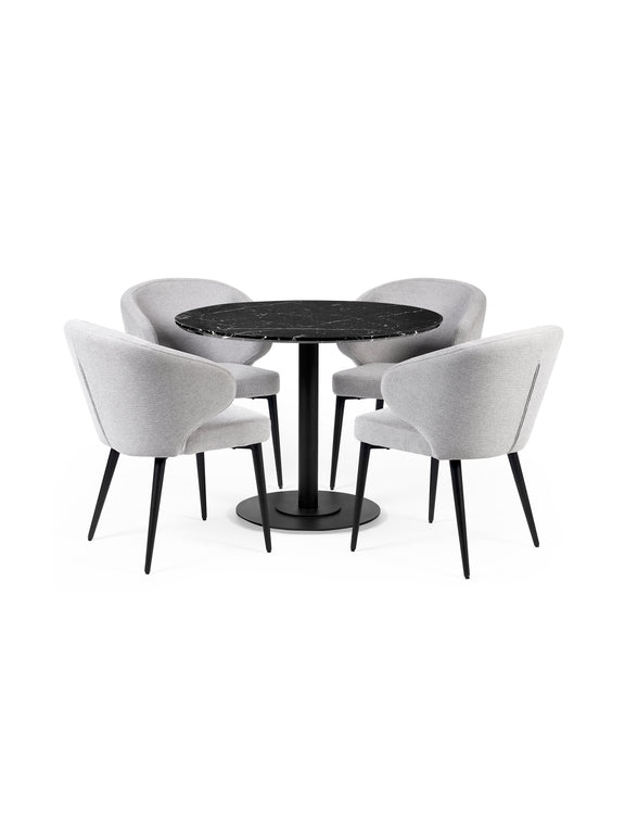 Luca Round Pedestal 4 Seater Dining Table – Black Marble Effect – alternate view