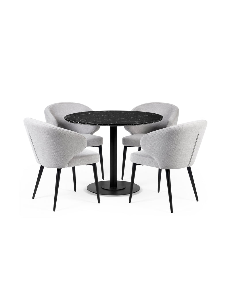 Luca Round Pedestal 4 Seater Dining Table – Black Marble Effect – alternate view