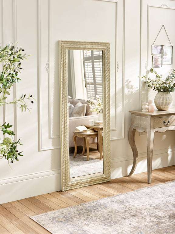 Alanis 170cm White Full-Length Leaning Mirror – styled room view